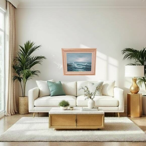 Ocean Waves Oil Painting 17x21 Framed Signed Original Canvas Sea by W. DAWSON - Picture 3 of 16